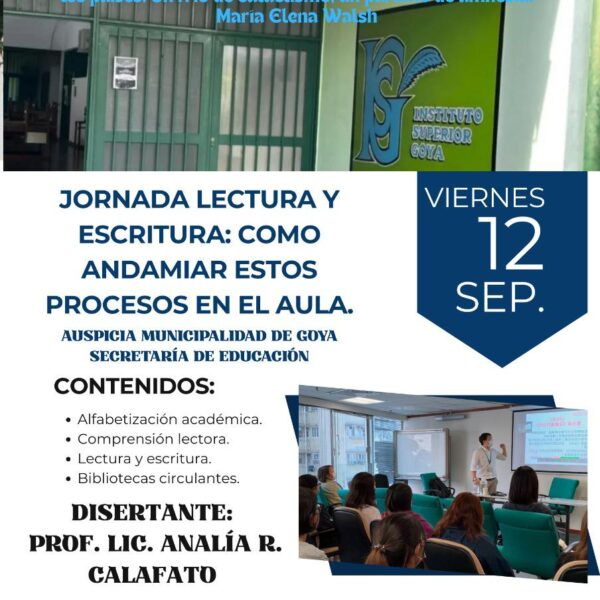 INSCRIPCIONES ABIERTAS PARA LA JORNADA “LECTURA Y ESCRITURA: PROCESOS PARA PENSAR”